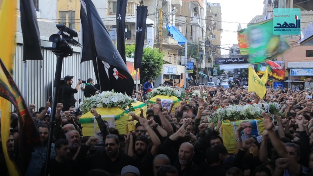 حزب الله يشيع ثلة من الشهداء الى مثواهم الاخير في روضة الحوراء زينب بالغبيري