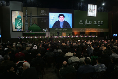 السيد حسن نصر الله يلقي كلمة خلال إحتفال لمناسبة ذكرى المولد النبوي الشريف وأسبوع الوحدة الاسلامية