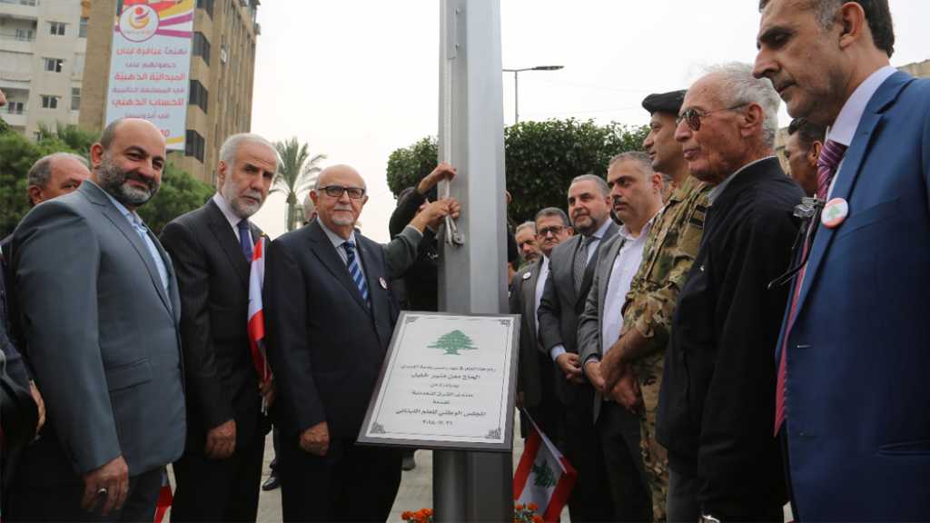 رفع العلم اللبناني على سارية شامخة في جادة الشهيد هادي نصرالله